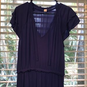 Blueish purple long maxi dress with ruffle sleeves